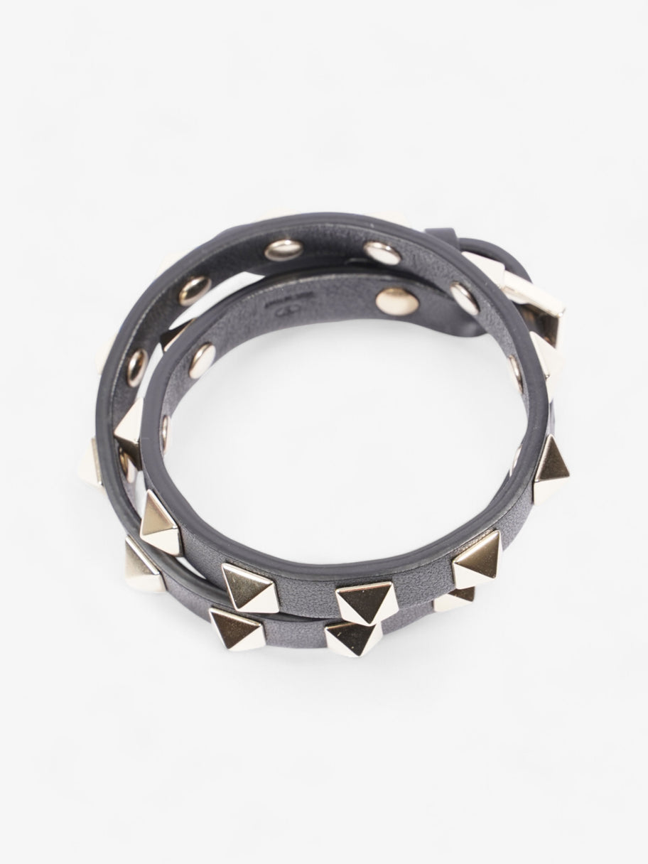 Valentino Rockstud Bracelet Black / Gold Leather Image 2