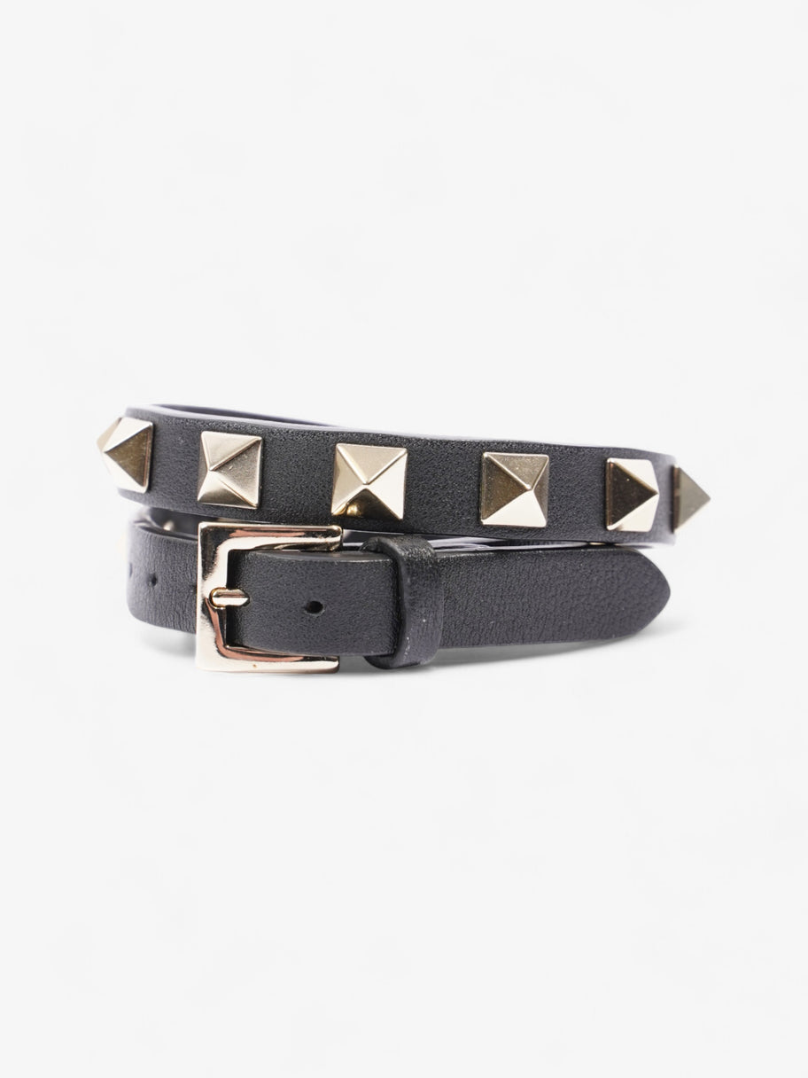 Valentino Rockstud Bracelet Black / Gold Leather Image 3