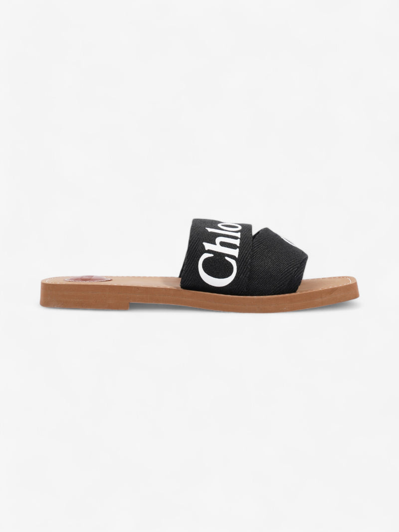  Chloe Woody Slides Black / White Cotton EU 40 UK 7