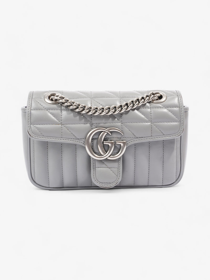  Gucci GG Marmont Flap Grey Matelasse Leather Mini