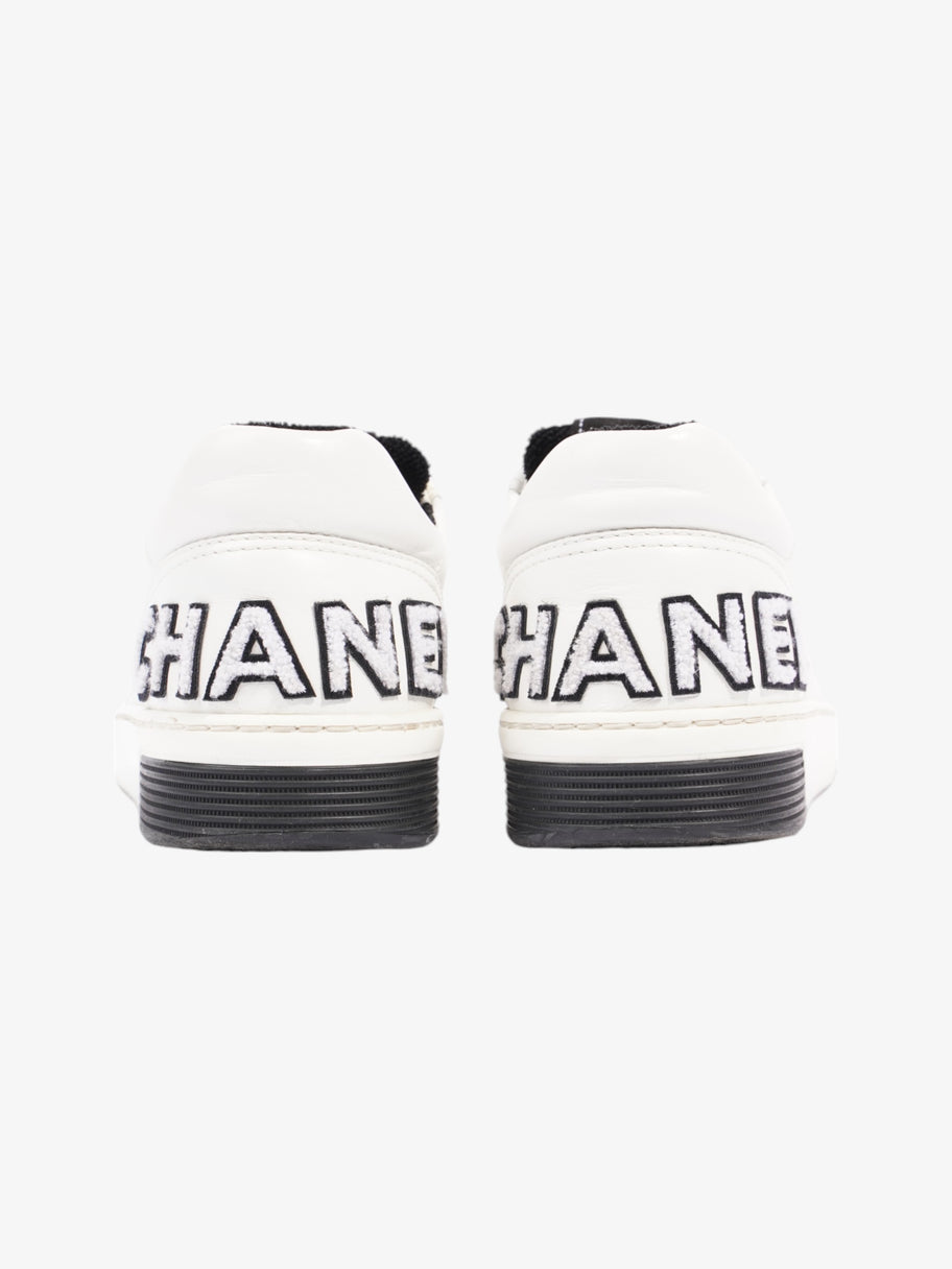 Chanel Logo Low Top Sneaker White / Black Leather EU 39 UK 6 Image 6