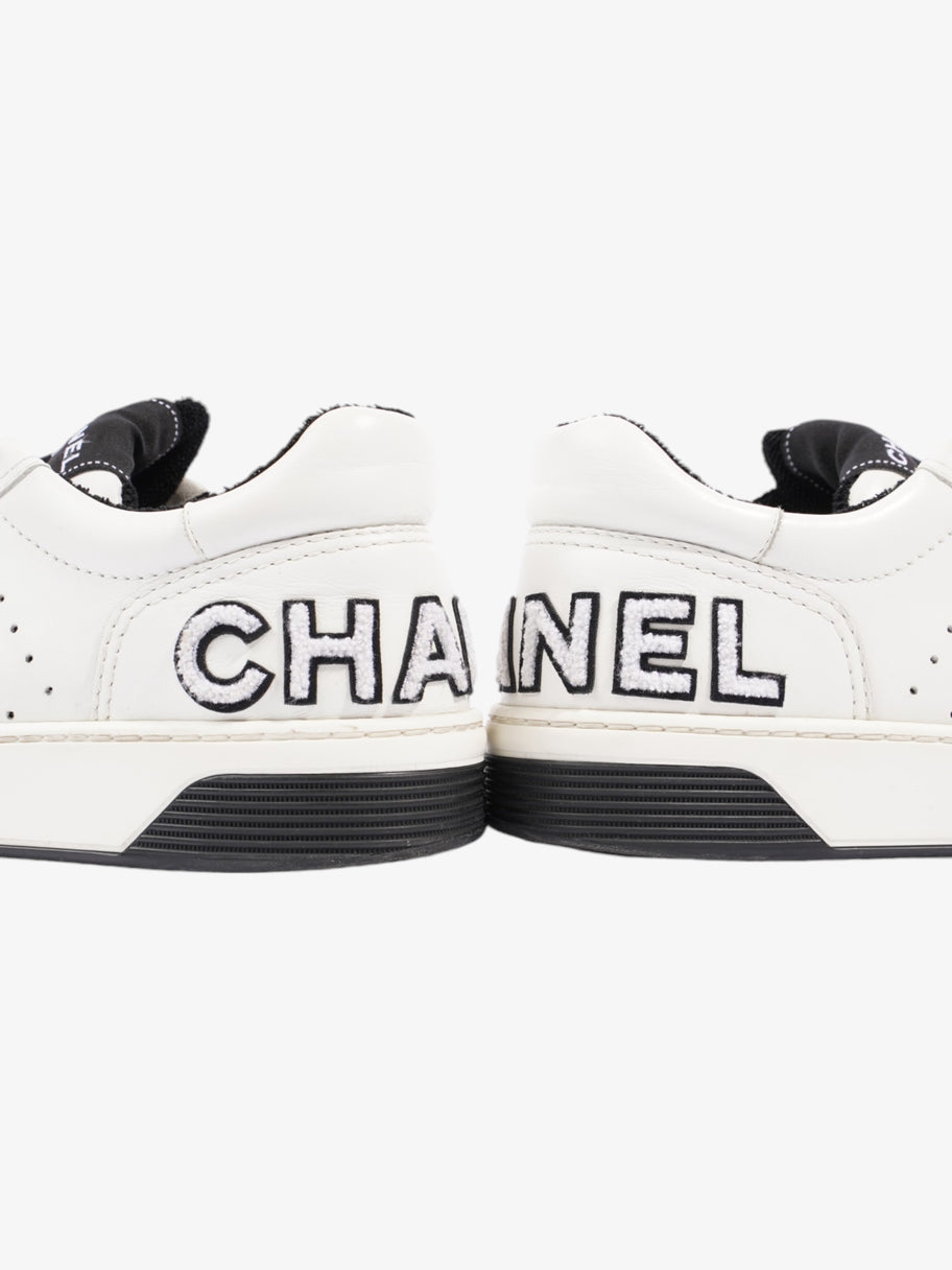 Chanel Logo Low Top Sneaker White / Black Leather EU 39 UK 6 Image 9