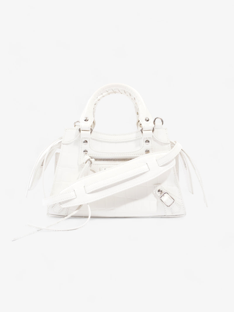  Balenciaga Neo Classic Mini White Embossed Leather