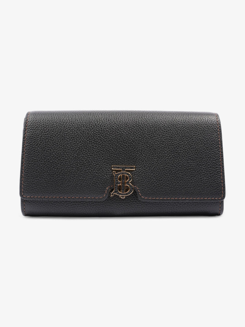  Burberry TB Continental Wallet Black Grained Leather