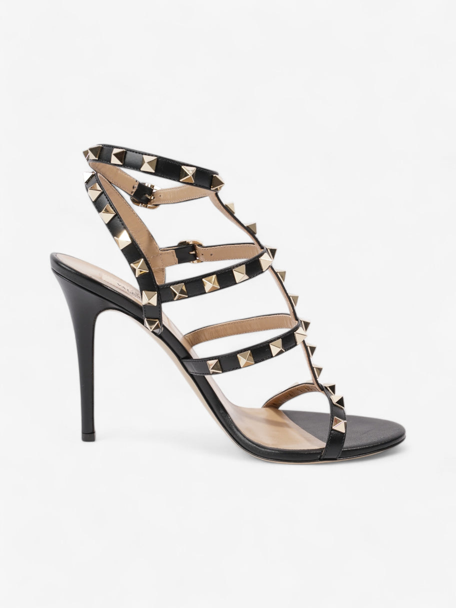 Valentino Rockstud Sandals 100 Black / Gold Leather EU 38 UK 5 Image 4