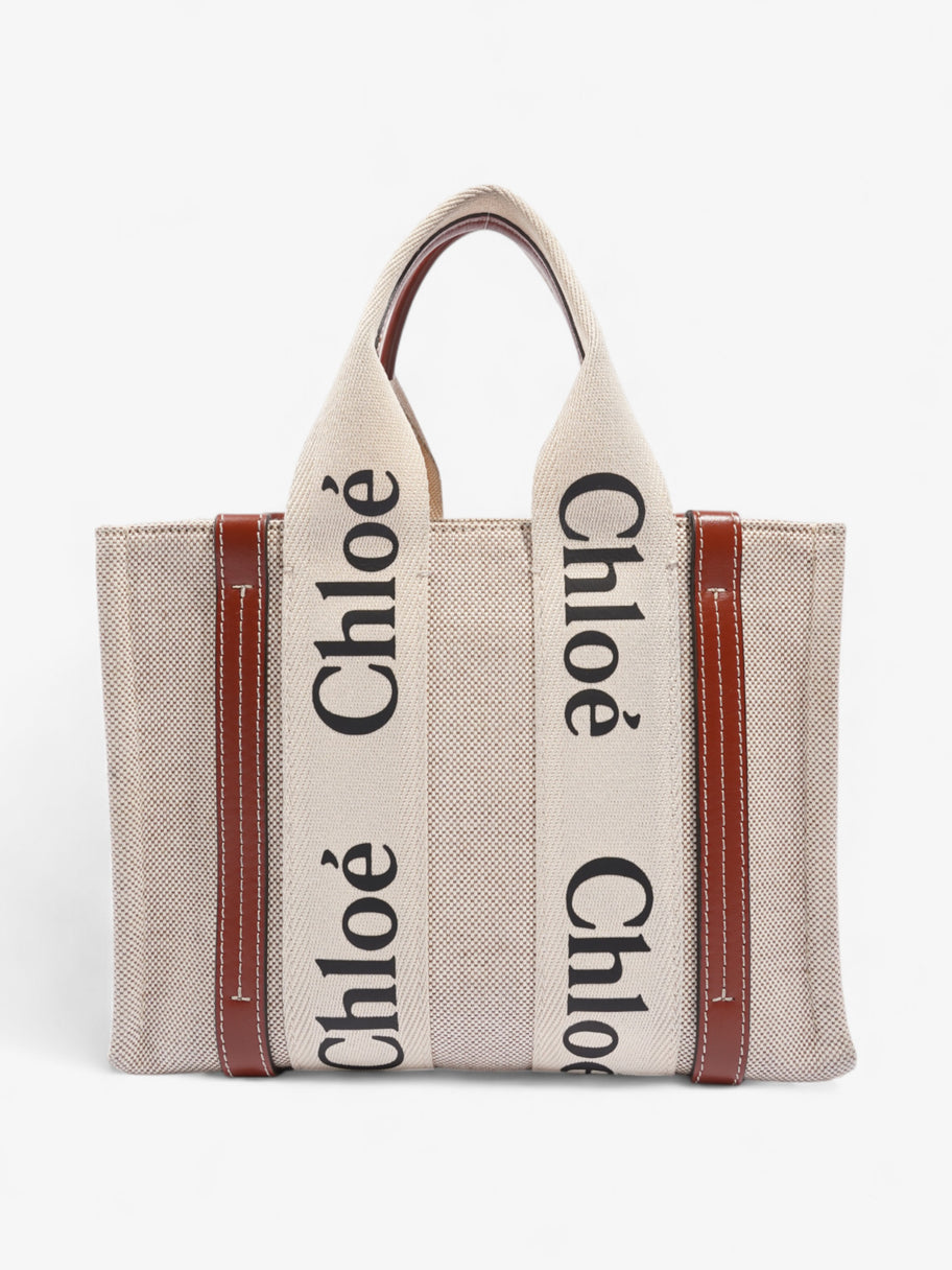 Chloe Woody Tote Beige Cotton Small Image 4