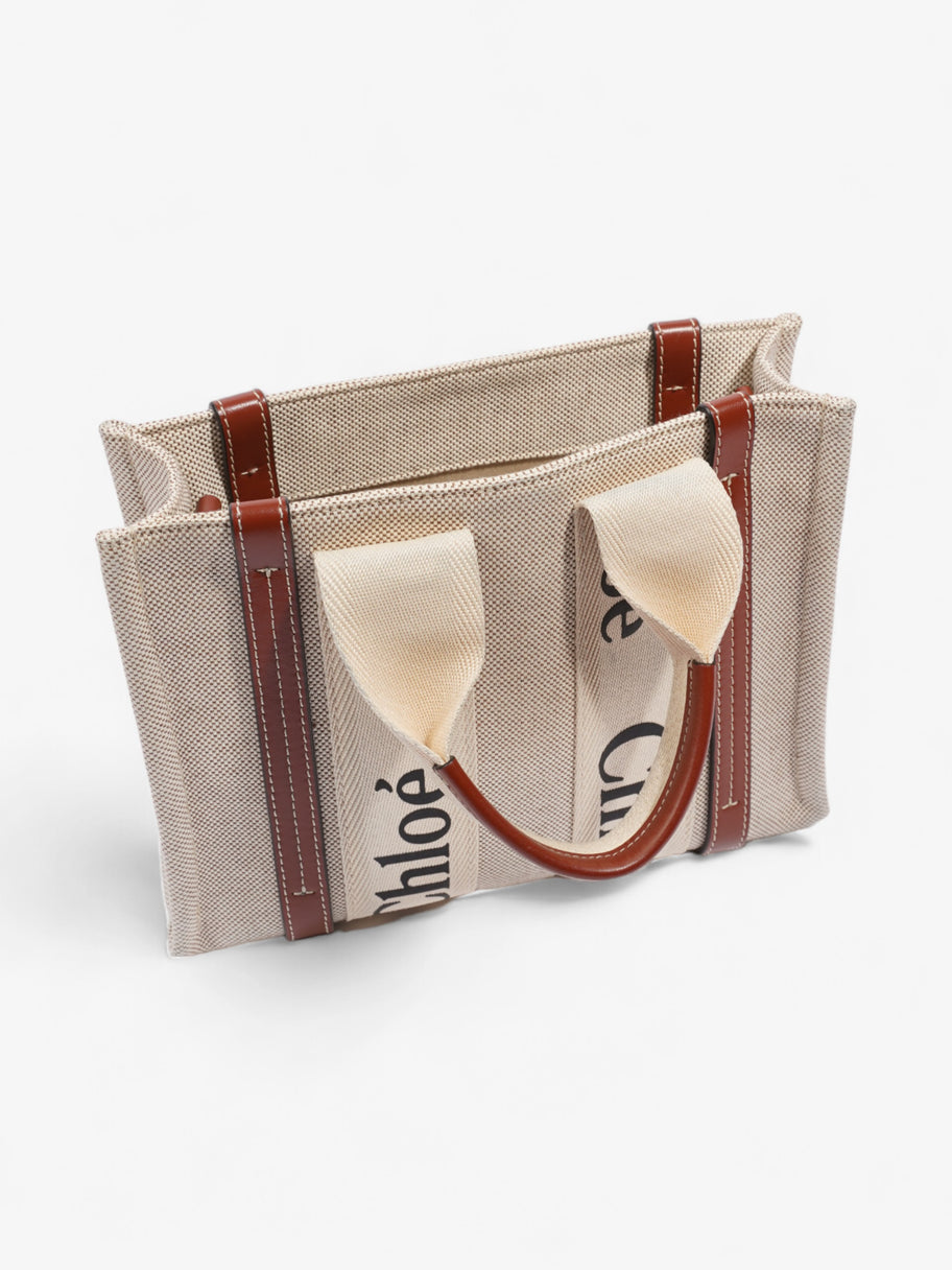 Chloe Woody Tote Beige Cotton Small Image 7