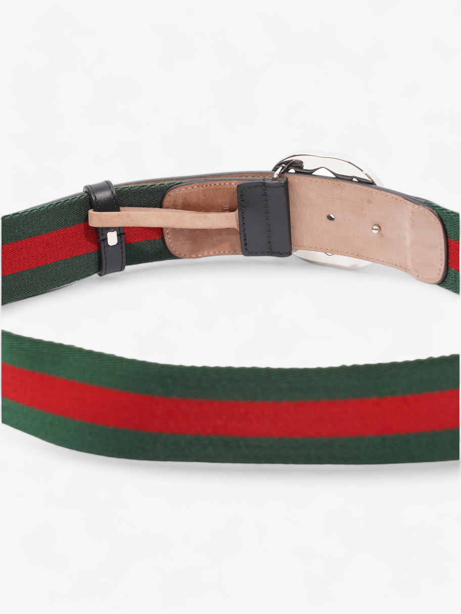 Web Belt with G Buckle Green Red Black Leather 80 32 Luxe Collective