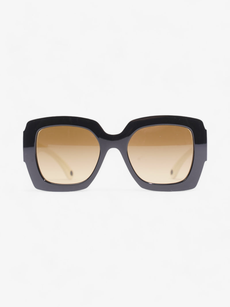  Chanel Two Tone CC Sunglasses Black / White Acetate 140mm