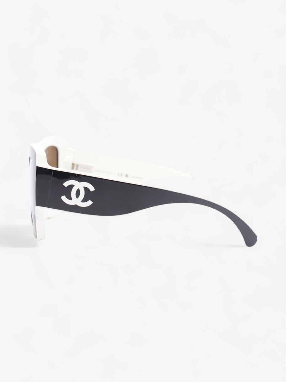 Chanel Two Tone CC Sunglasses Black / White Acetate 140mm Image 2