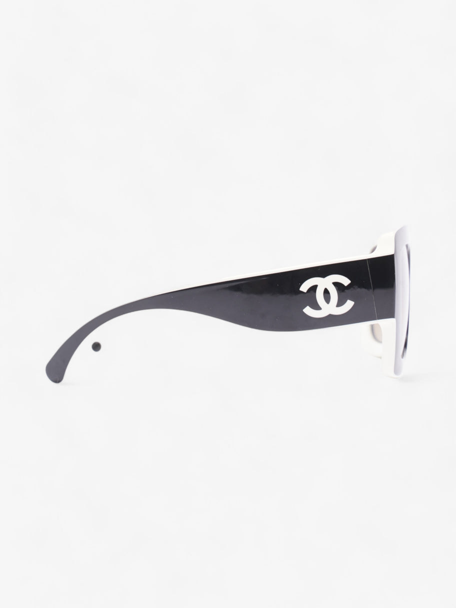 Chanel Two Tone CC Sunglasses Black / White Acetate 140mm Image 4