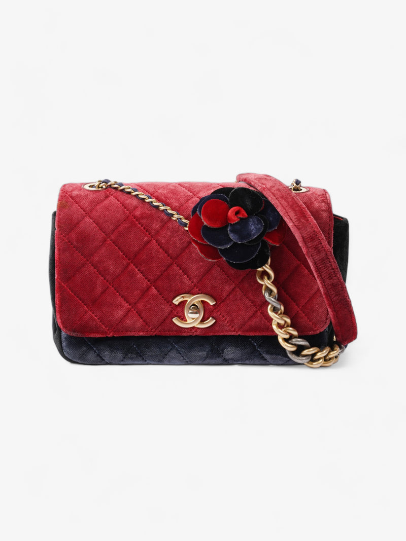  Camellia Flap Bag Red / Blue Velvet