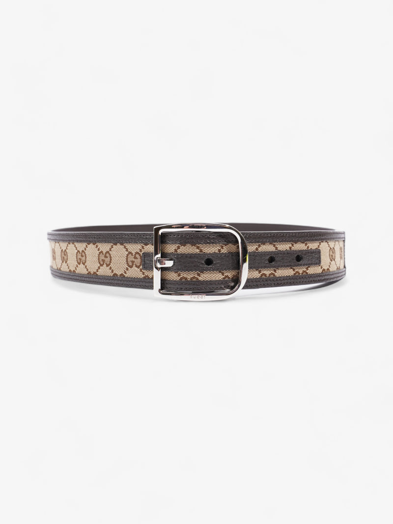  Gucci Gucci GG belt Beige And Ebony GG Supreme / Brown Leather Leather 95cm 38mm