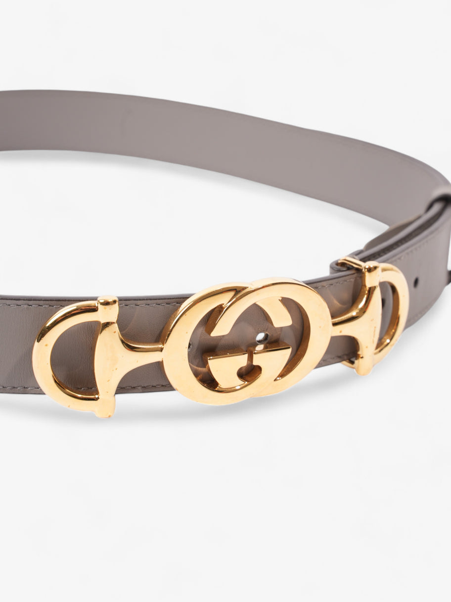 Gucci Horsebit Belt Grey / Gold Leather 85cm / 34