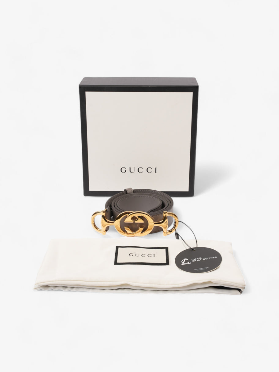 Gucci Horsebit Belt Grey / Gold Leather 85cm / 34