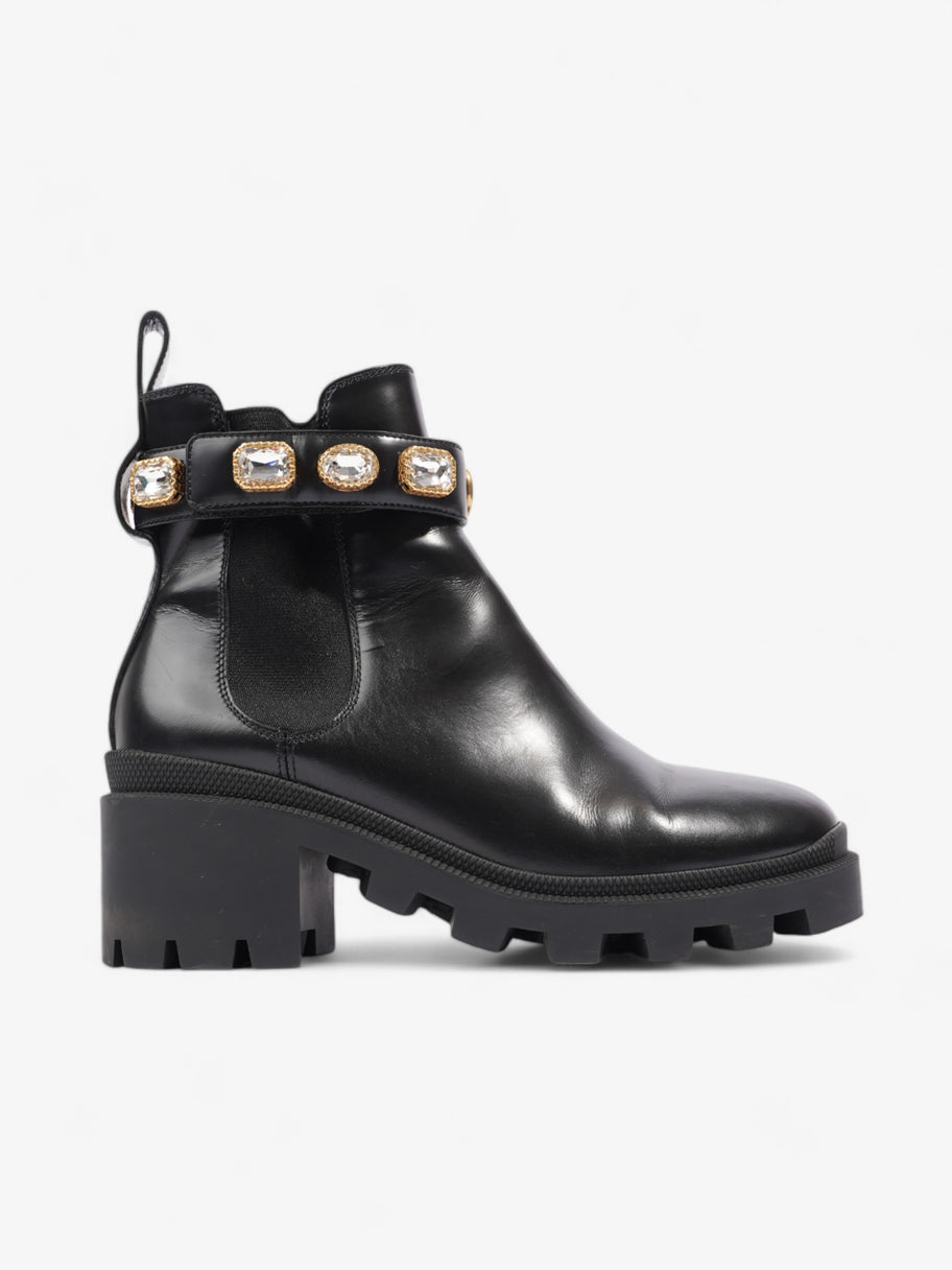 Gucci GG Crystal Ankle Boots  Black / Gold Leather EU 37.5 UK 4.5 Image 1