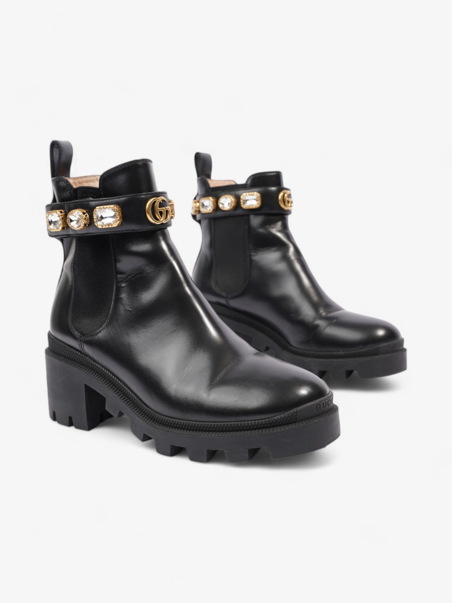 Gucci GG Crystal Ankle Boots  Black / Gold Leather EU 37.5 UK 4.5 Image 2