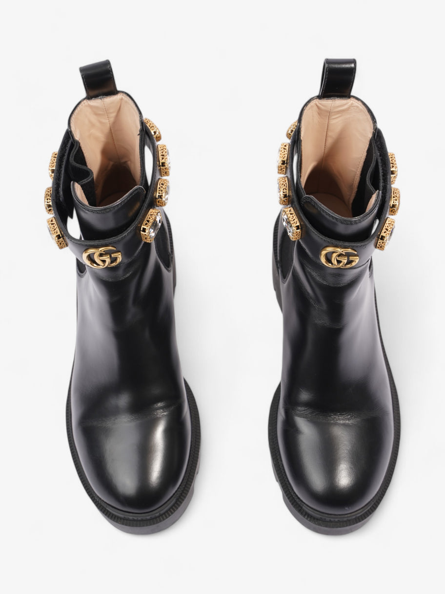 Gucci GG Crystal Ankle Boots  Black / Gold Leather EU 37.5 UK 4.5 Image 8