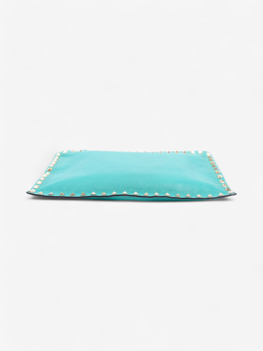 Valentino Rockstud Clutch Teal Green Leather Image 6