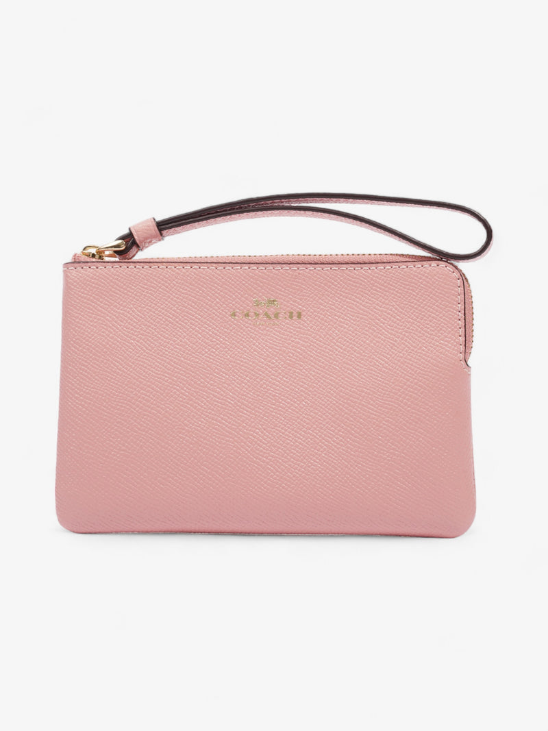  Coach Corner Zip Wristlet Pink Leather