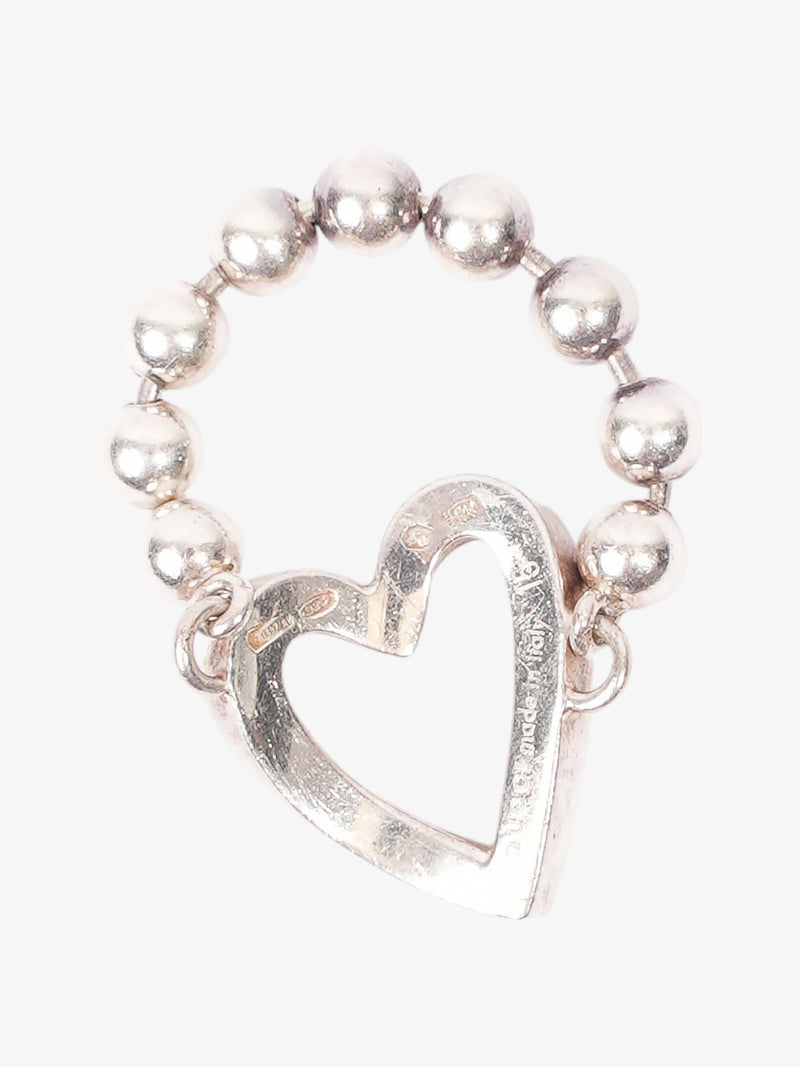  Gucci Heart Bead Ring Silver Silver Sterling 16 (Circumference - 56mm)