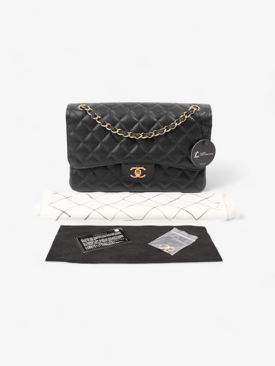 Chanel Classic Double Flap Black Caviar Leather Jumbo Image 12