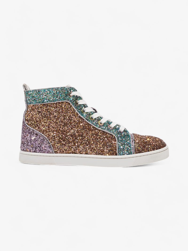  Christian Louboutin Bip Bip Orlato High-tops Gold / Turquoise / Pink Sequin EU 37 UK 4