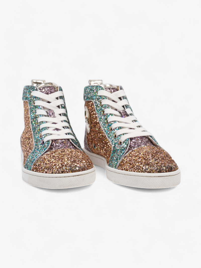  Christian Louboutin Bip Bip Orlato High-tops Gold / Turquoise / Pink Sequin EU 37 UK 4