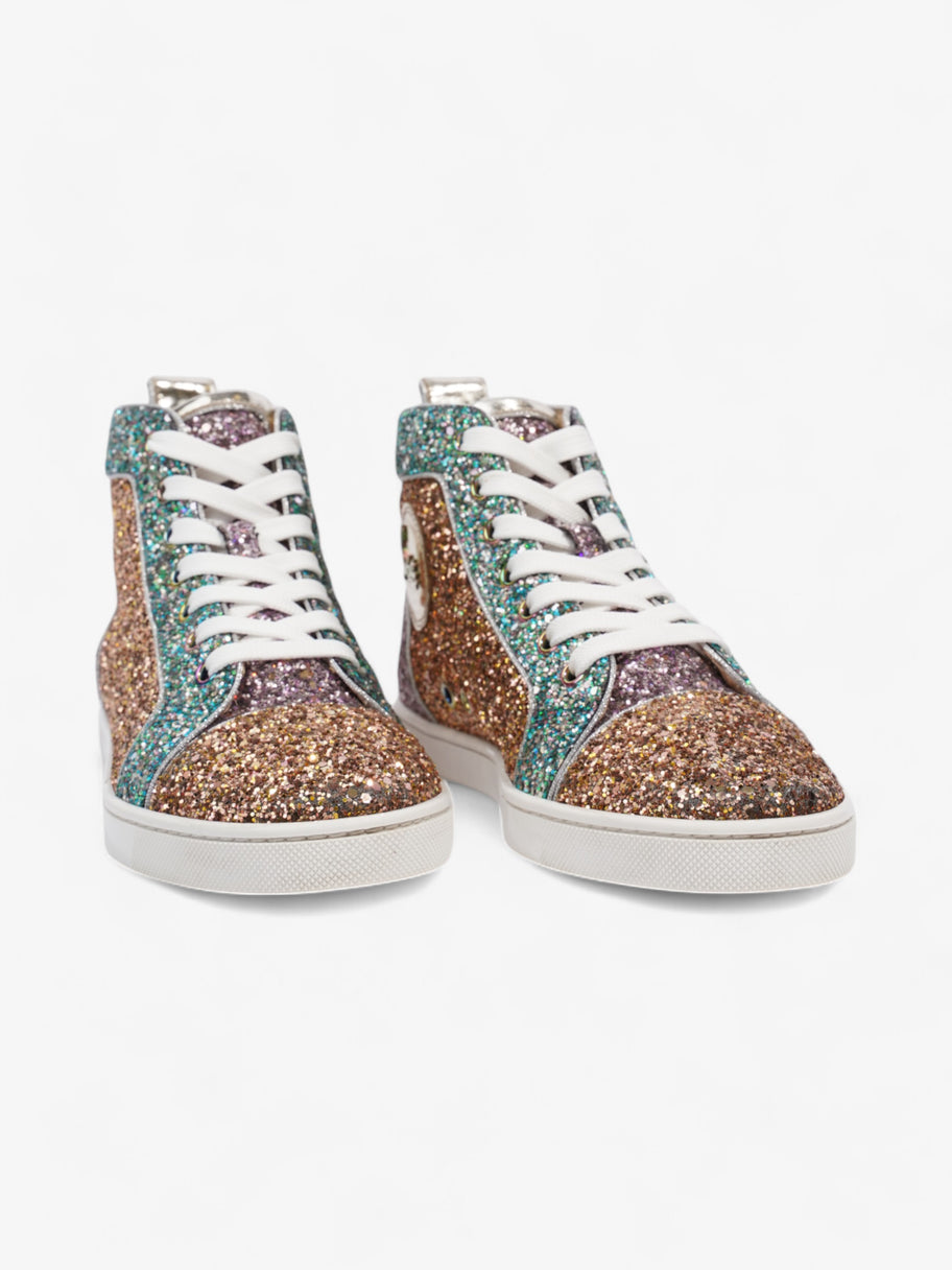 Christian Louboutin Bip Bip Orlato High-tops Gold / Turquoise / Pink Sequin EU 37 UK 4 Image 2