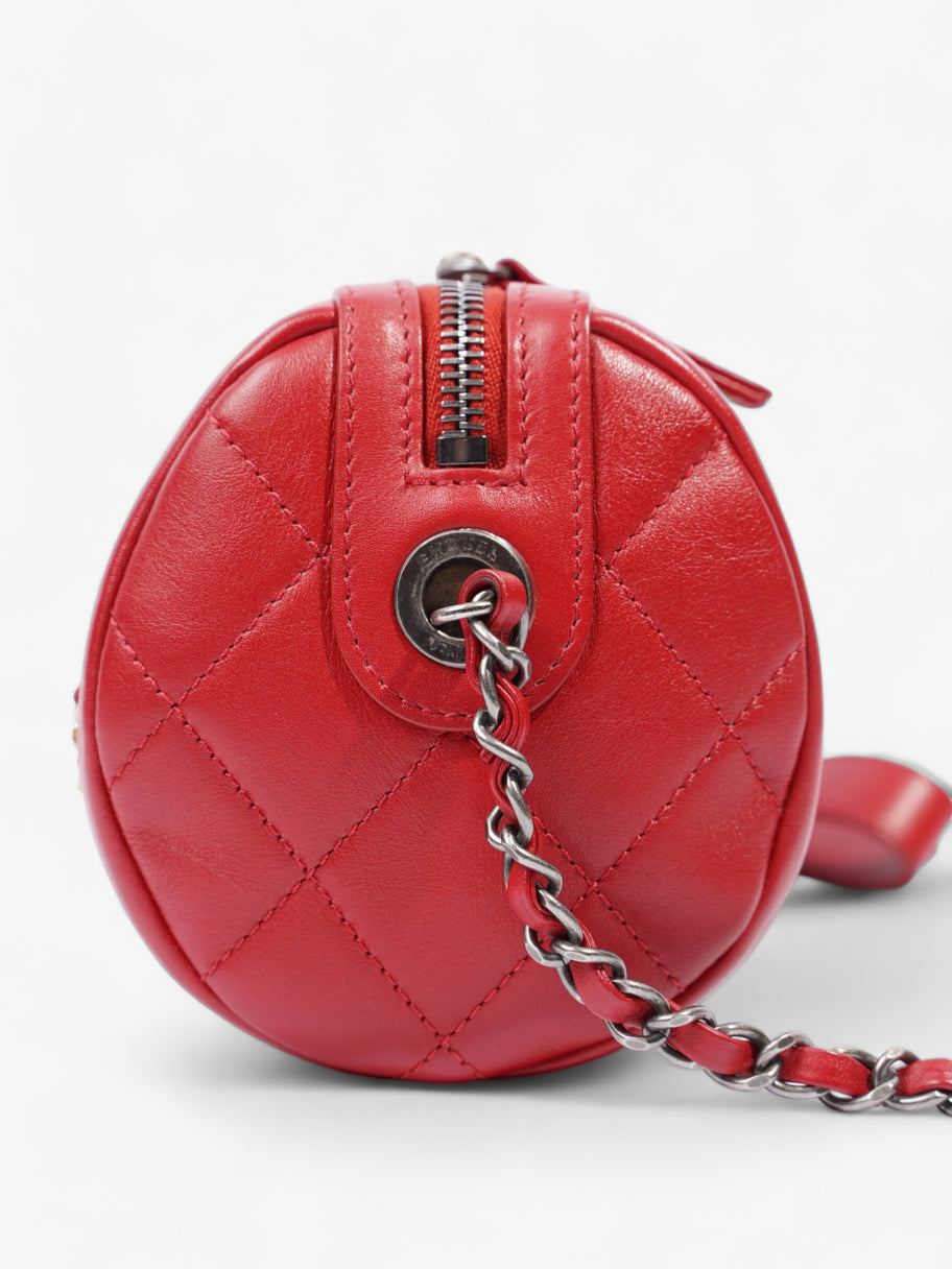 Chain Bowling Bag Red Lambskin Leather Image 4