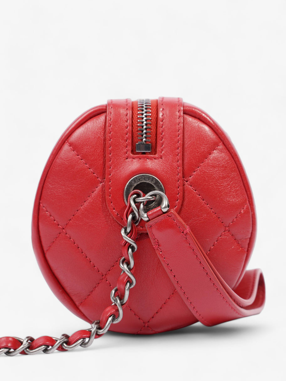 Chain Bowling Bag Red Lambskin Leather Image 6
