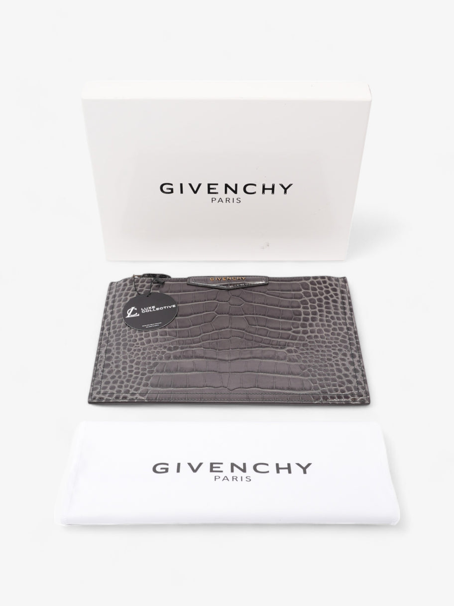 Givenchy Antigona Clutch Grey Embossed Leather Medium Image 10