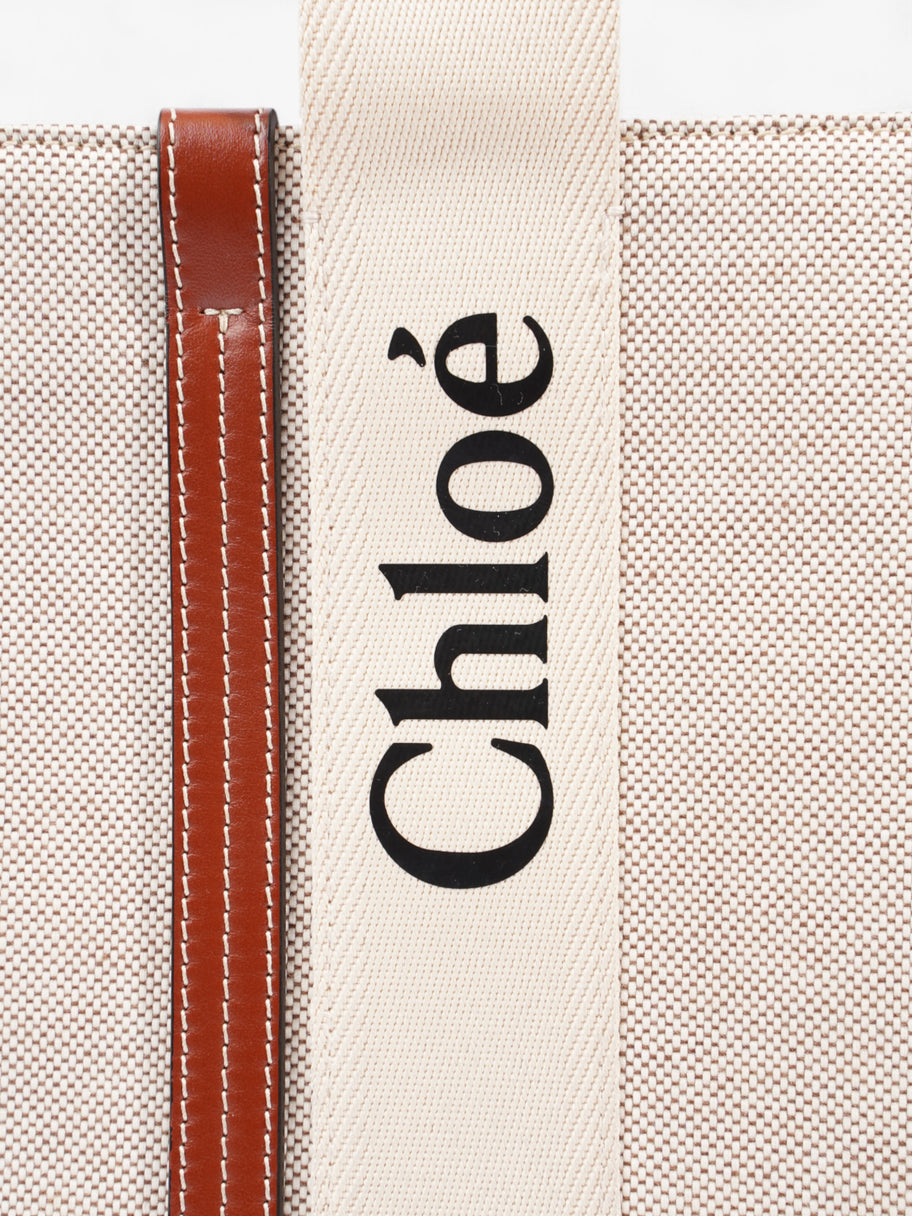 Chloe Woody Tote Beige / Brown Cotton Medium Image 6