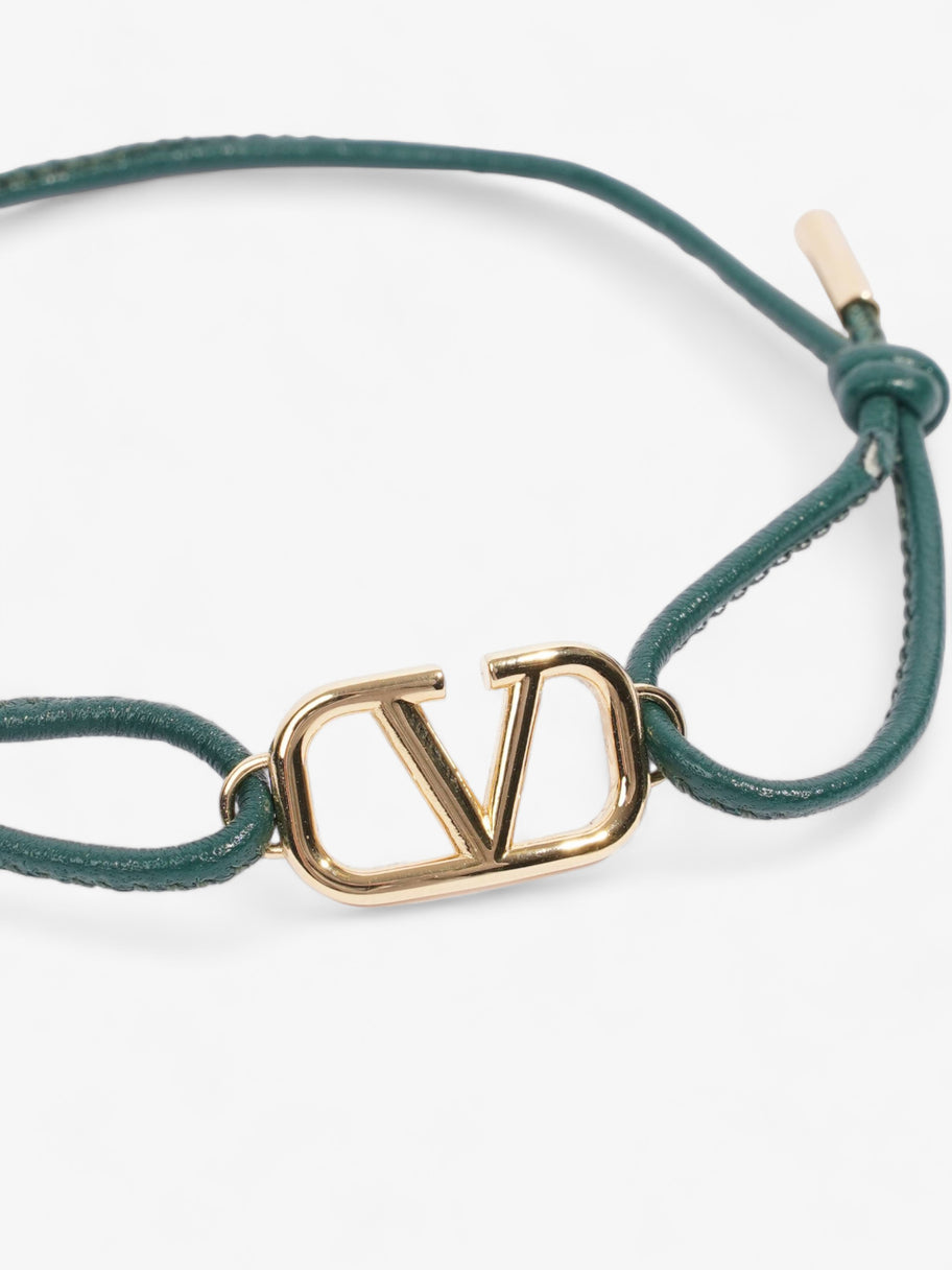 Valentino VLogo Signature Leather Cord Green / Gold Cotton Image 3