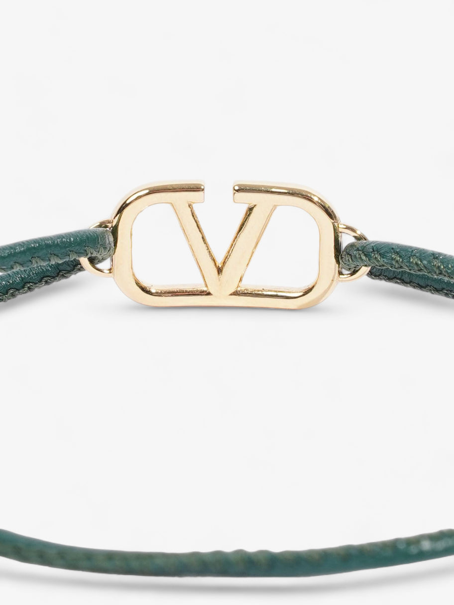 Valentino VLogo Signature Leather Cord Green / Gold Cotton Image 5