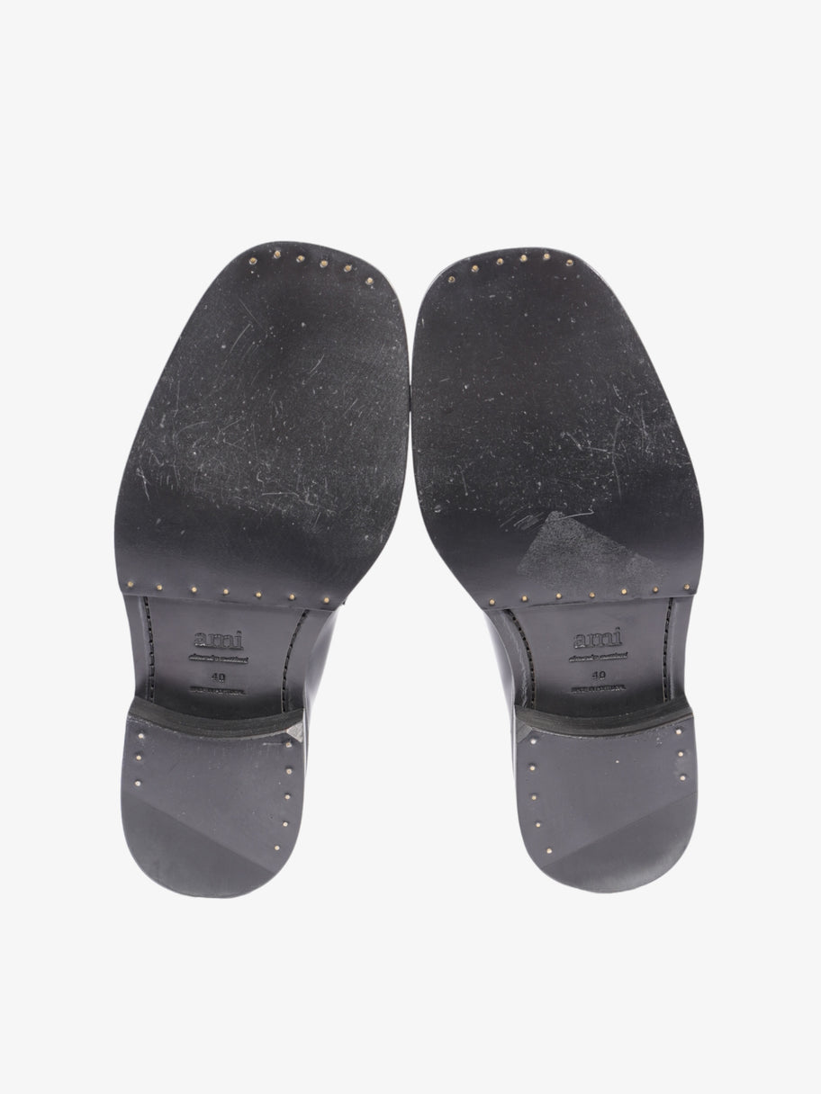 Square-toe Polished Loafers Black Calfskin Leather EU 40 UK 7 Image 7