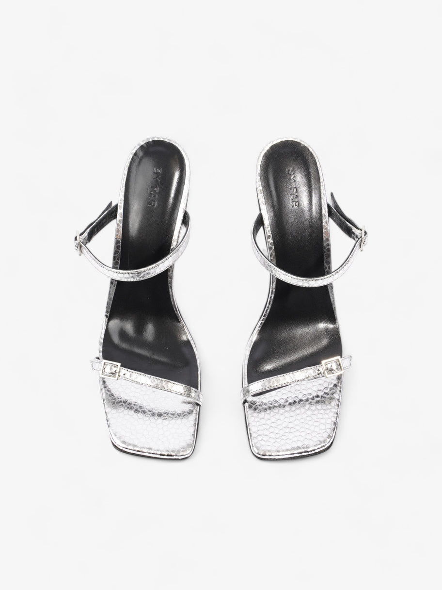 Flick Buckle Mules  80mm Silver Leather EU 40 UK 7 Image 8
