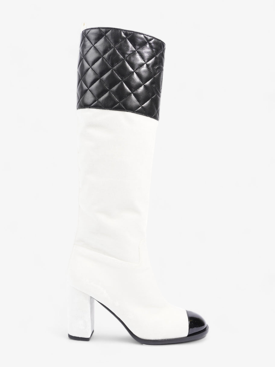 Knee High Boots White / Black Velvet EU 38 UK 5 Image 1