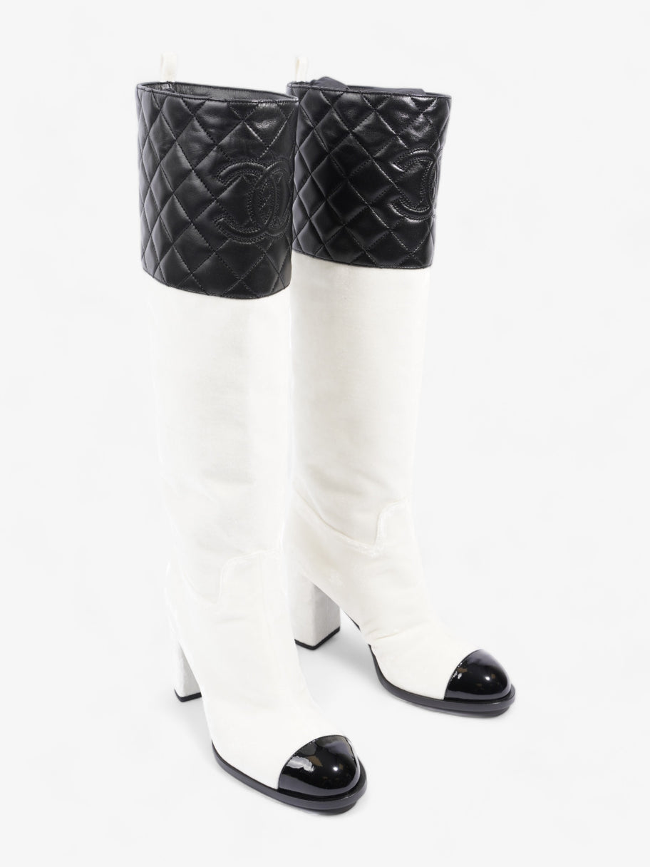 Knee High Boots White / Black Velvet EU 38 UK 5 Image 2