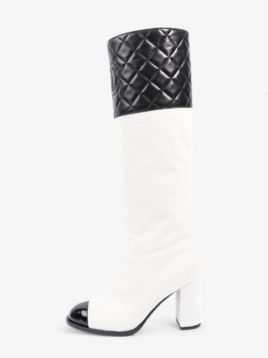 Knee High Boots White / Black Velvet EU 38 UK 5 Image 5