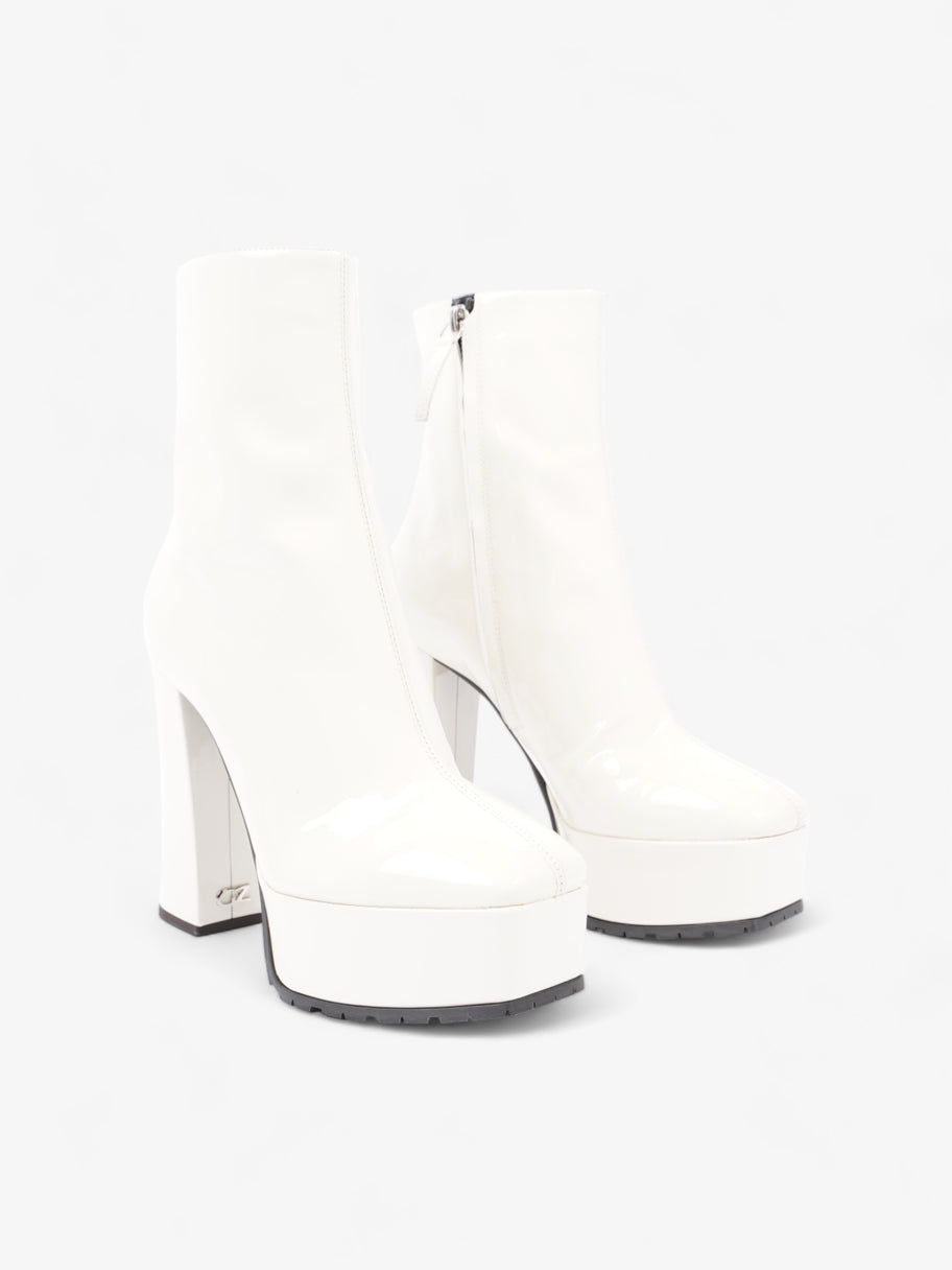 Platform Heeled Boots 120mm White Patent Leather EU 36 UK 3 Image 2