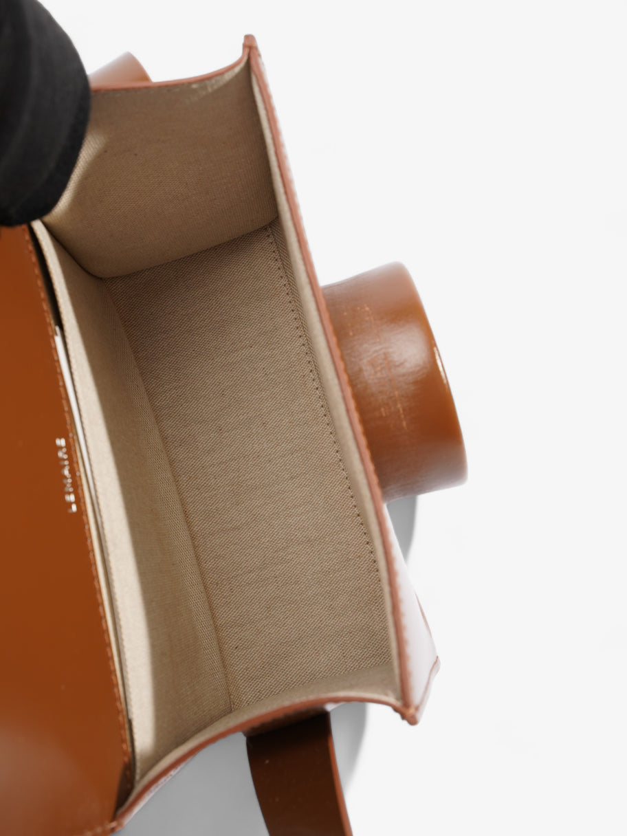 Camera Boxy Shoulder Bag Brown Calfskin Leather Image 11