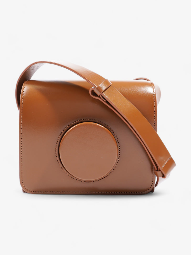  Camera Boxy Shoulder Bag Brown Calfskin Leather