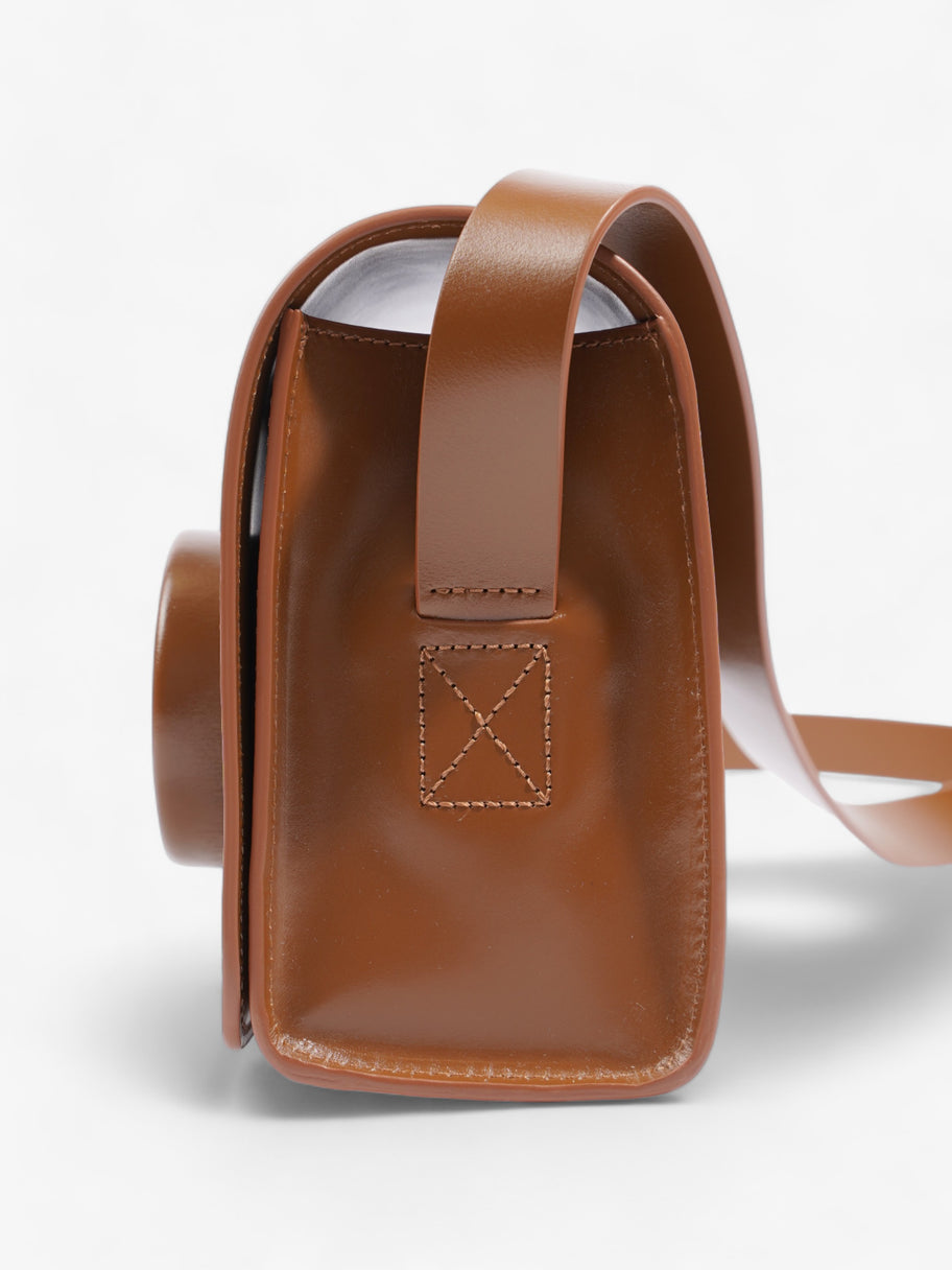 Camera Boxy Shoulder Bag Brown Calfskin Leather Image 3