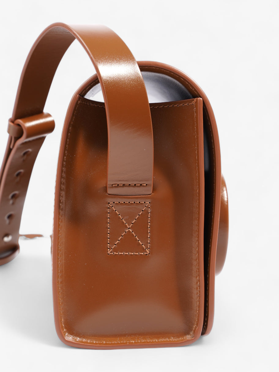 Camera Boxy Shoulder Bag Brown Calfskin Leather Image 5