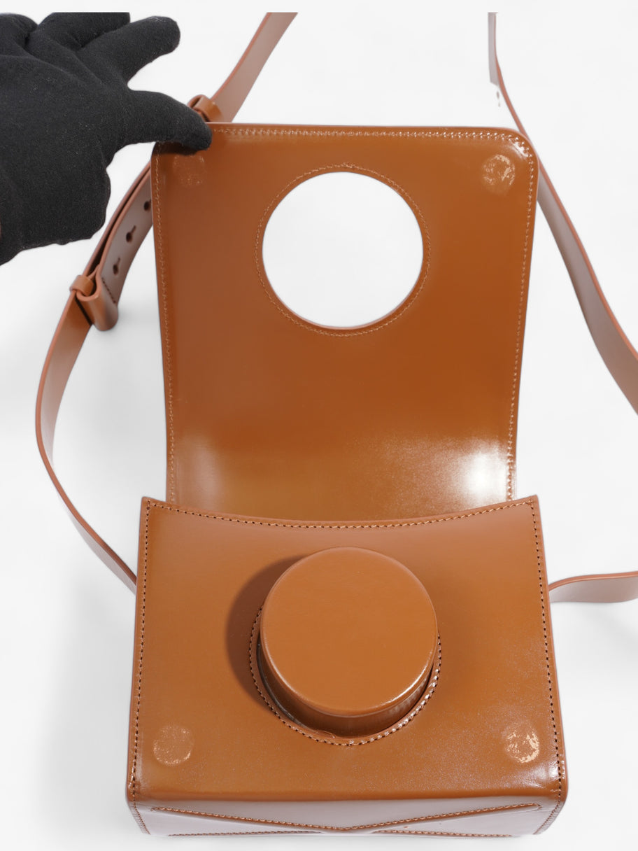 Camera Boxy Shoulder Bag Brown Calfskin Leather Image 8