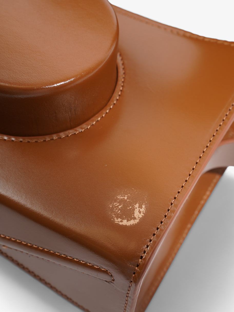 Camera Boxy Shoulder Bag Brown Calfskin Leather Image 9