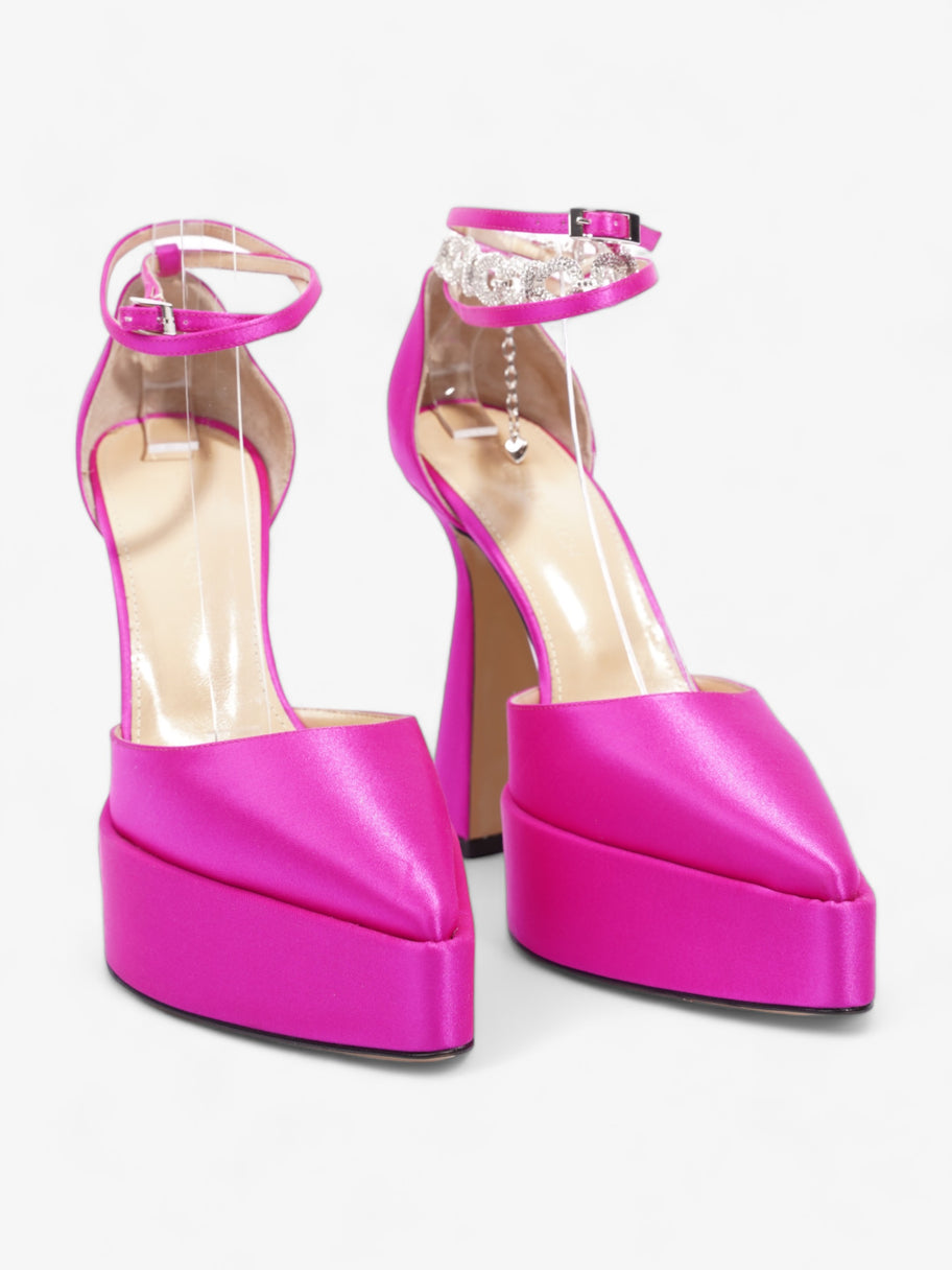 Bow Chain Platform Pumps 140mm Pink Satin EU 39 UK 6 Image 2