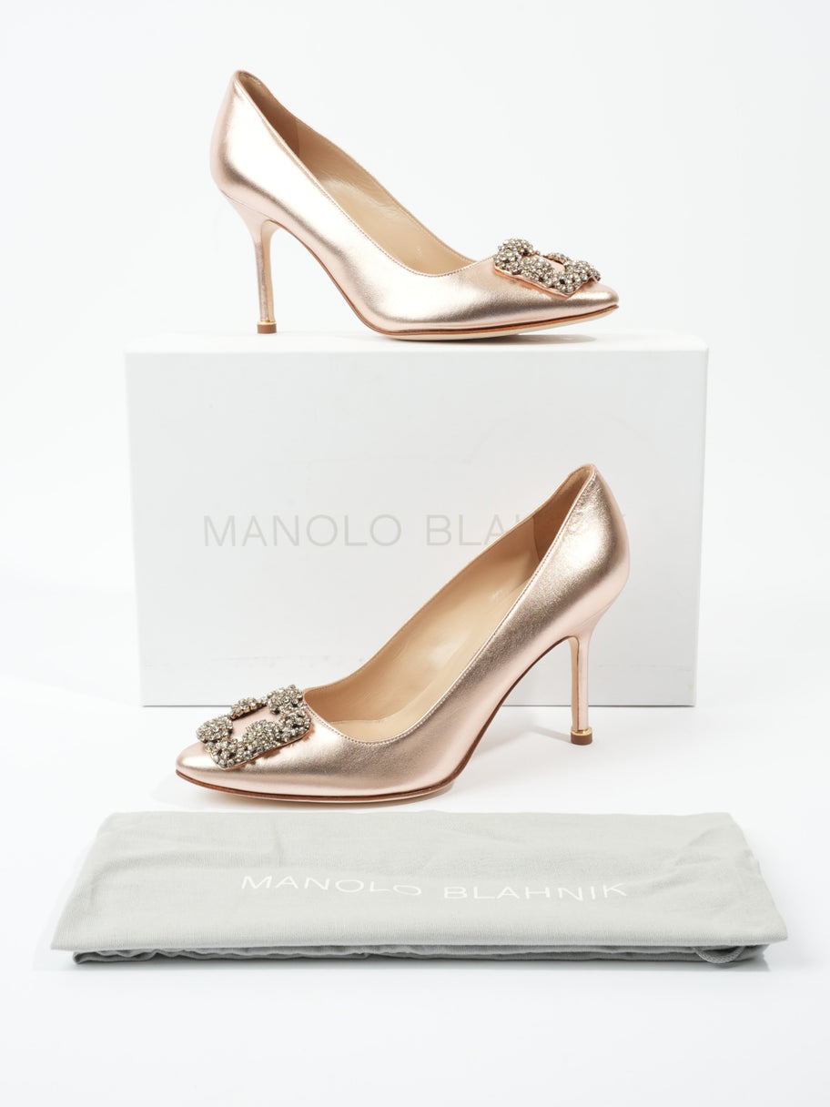 Manolo Blahnik Hangisis Crystal Embelished Heels 90mm Copper Leather EU 36 UK 3 Image 12