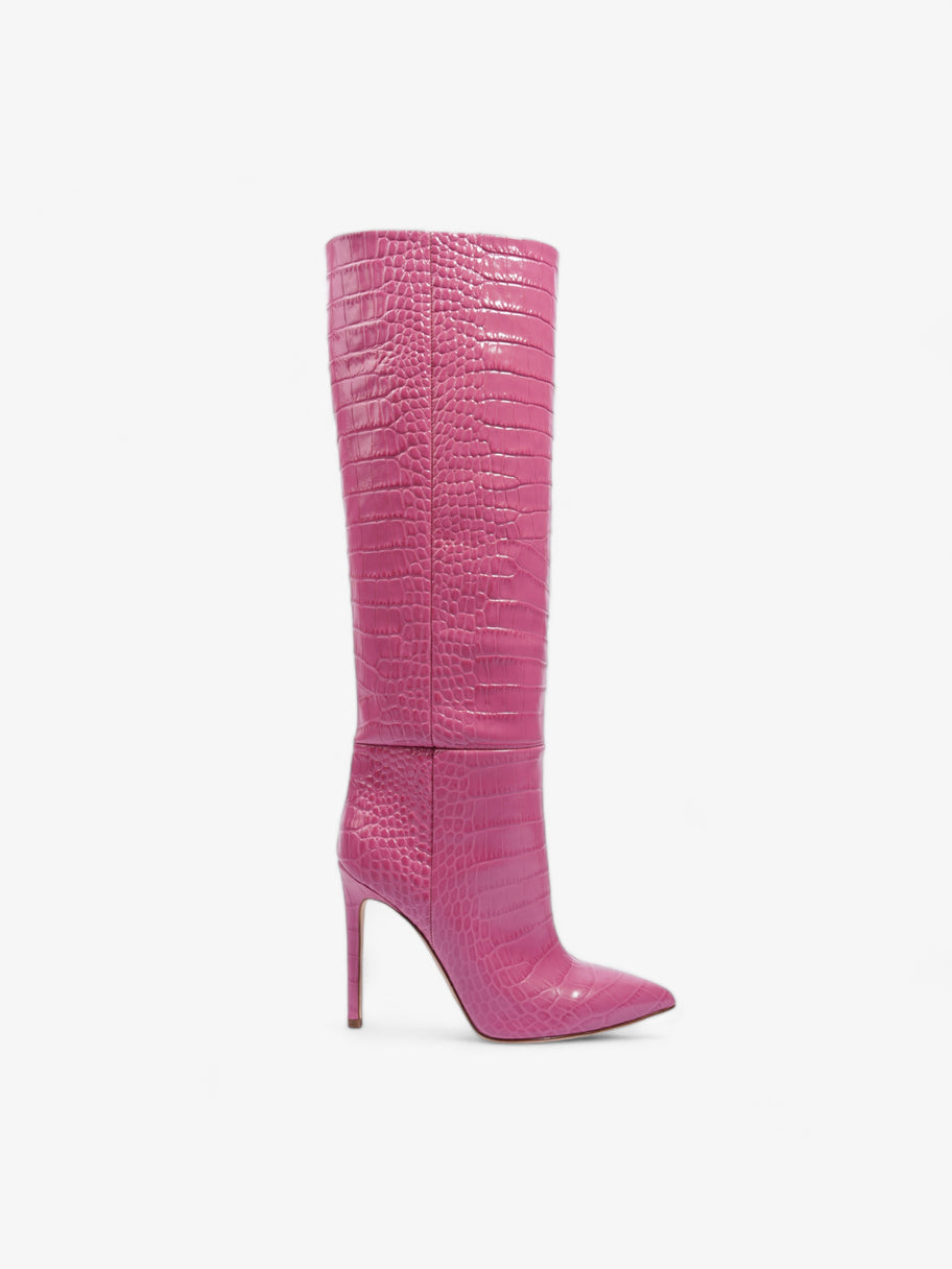 Stiletto Boots 100mm Pink Croc Embossed Leather EU 38 UK 5 Image 1